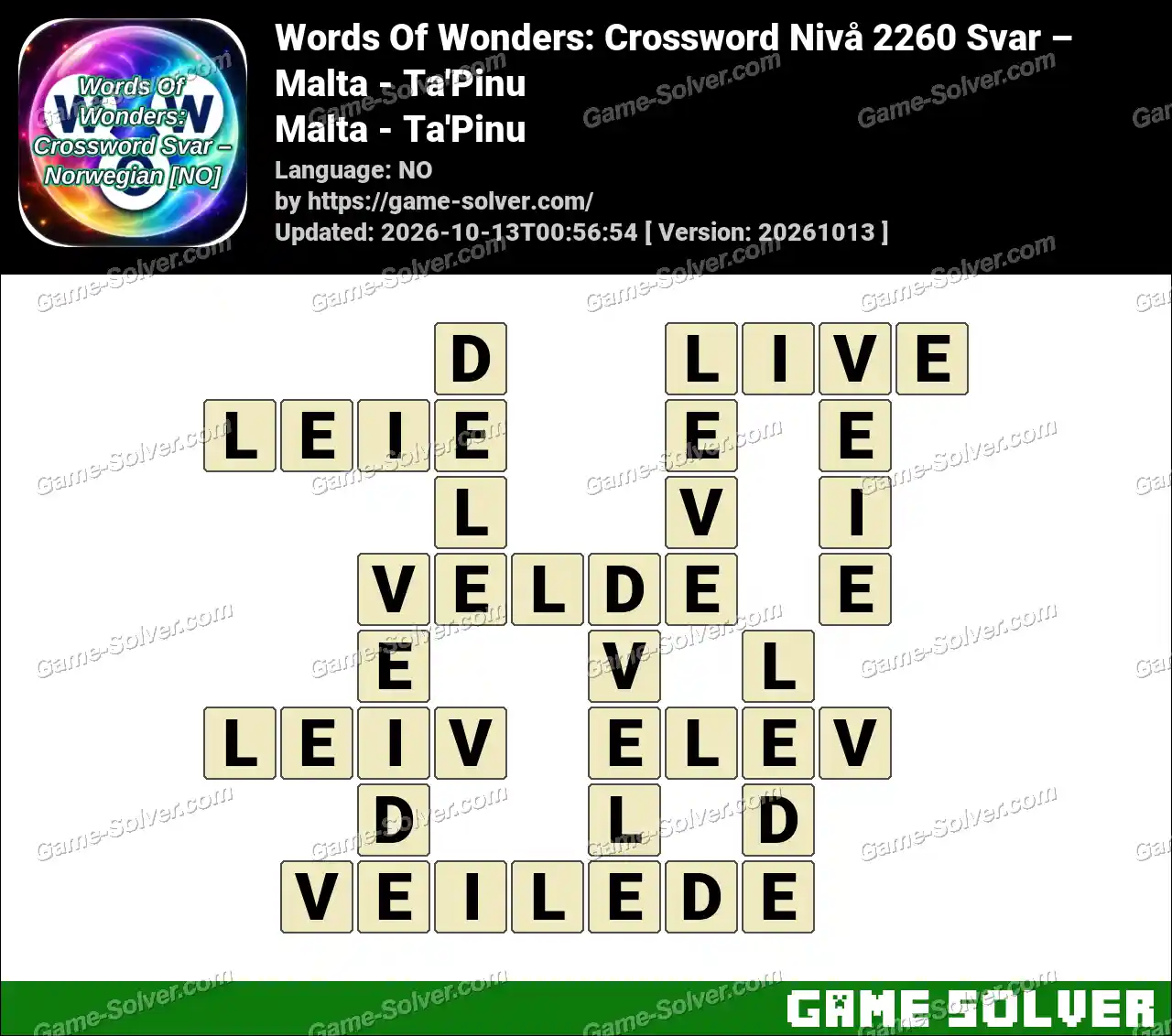 Words Of Wonders: Crossword Nivå 2260 Svar – Malta – Ta’Pinu